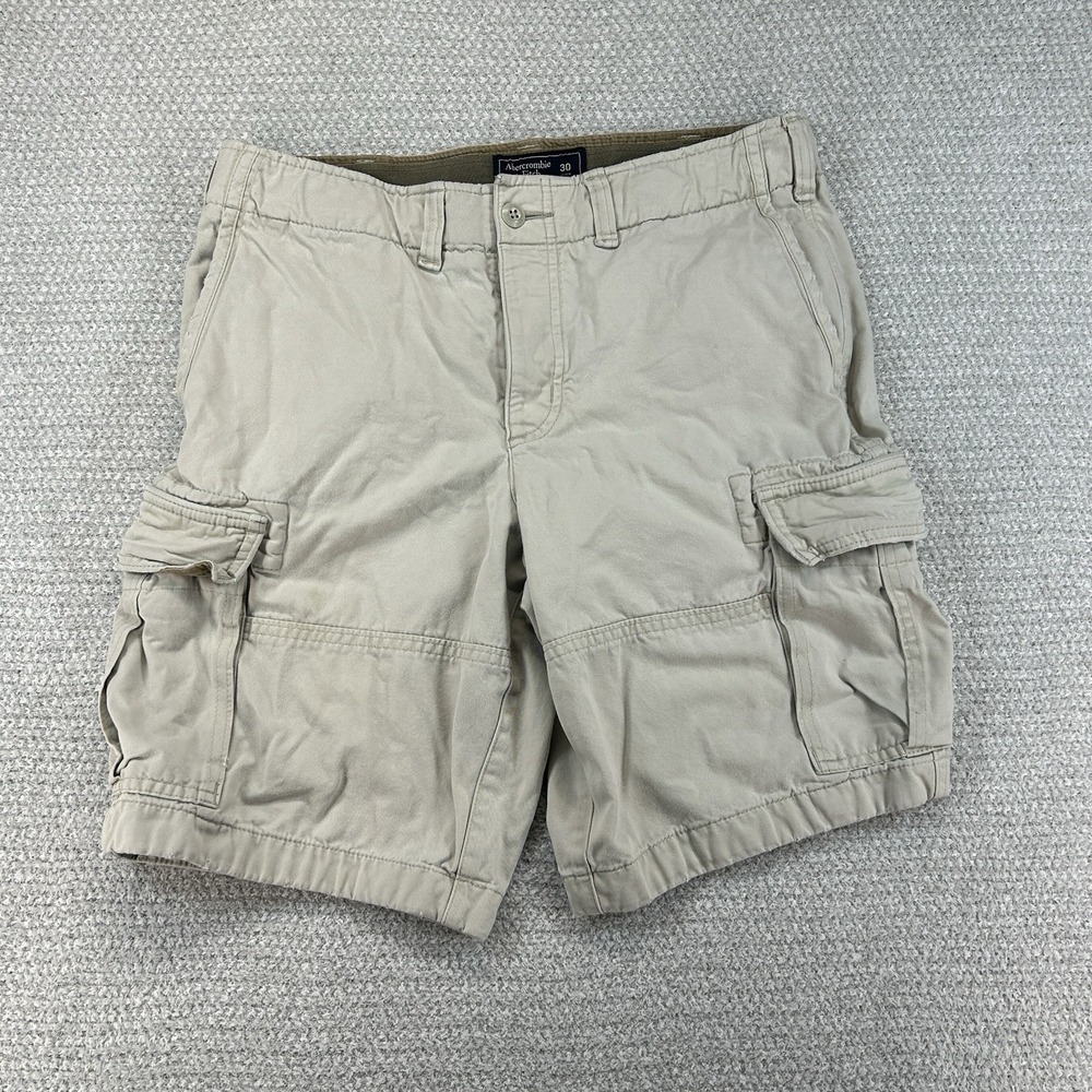 Vtg Abercrombie & Fitch Shorts Mens 30 Fits 31 Beige Cargo Paratrooper Y2K Skate